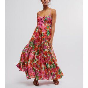 Free People Floral Maxi Dress - Pink and Green